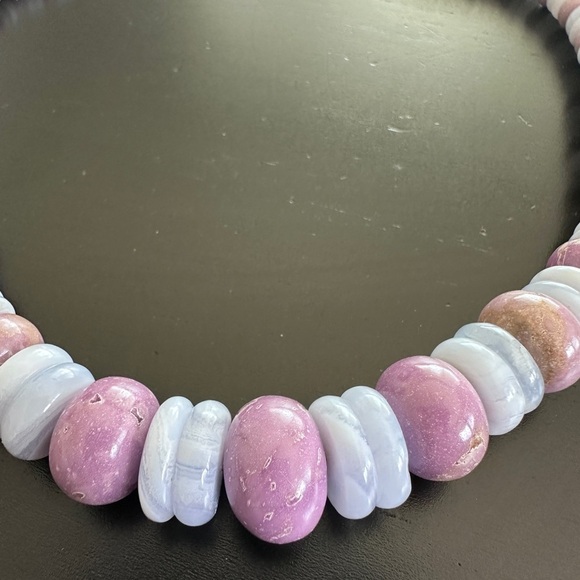 925 Silver 18" Phosphosiderite & Blue Lace Agate Beaded by Jay King - Picture 12 of 12